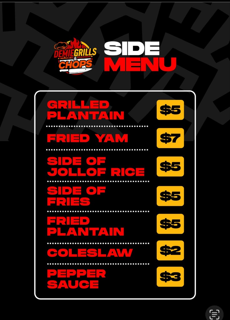 Demie Grills side menu